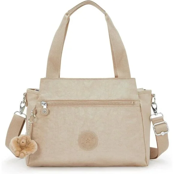 Metallic Shoulder Bag Womens Recycled Nylon Adjustable Strap Zipper Closure - Picture 1 of 5